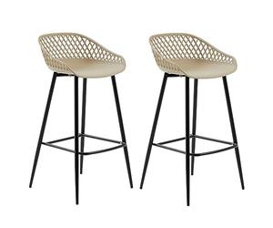 IDIMEX Lot de 2 tabourets de Bar IREK Chaise Haute pour Cuisine ou comptoir au Design Retro, en Plastique Beige et métal Noir, Hauteur d'assise 75 cm
