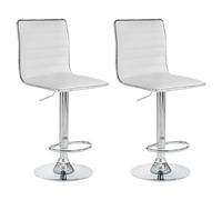 IDIMEX Lot de 2 tabourets de Bar ROCA Chaise Haute Droite pour Cuisine ou comptoir, Assise réglable en Hauteur et pivotante avec Dossier, revêtement en synthétique Blanc