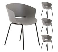 IDIMEX Lot de 4 chaises de Jardin NIVEL Fauteuil d'extérieur en Plastique Gris résistant aux UV et Pieds en métal Noir