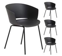 IDIMEX Lot de 4 chaises de Jardin NIVEL Fauteuil d'extérieur en Plastique Noir résistant aux UV et Pieds en métal Noir