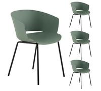 IDIMEX Lot de 4 chaises de Jardin NIVEL Fauteuil d'extérieur en Plastique Vert résistant aux UV et Pieds en métal Noir