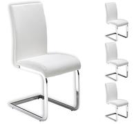 IDIMEX Lot de 4 chaises de Salle à Manger Leticia piètement chromé et revêtement synthétique Blanc
