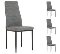 IDIMEX Lot de 4 chaises de Salle à Manger Nathalie piètement métallique Couleur Noir et revêtement en Tissu Gris