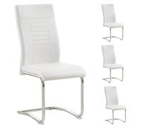 IDIMEX Lot de 4 chaises de Salle à Manger ou Cuisine Loano, Chaise Cantilever avec Assise rembourrée et piètement en métal chromé, Blanc