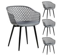 IDIMEX Lot de 4 chaises de Salle à Manger ou Cuisine Madeira Design Retro avec accoudoirs, Coque en Plastique Gris Anthracite et 4 Pieds en métal Noir