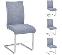 IDIMEX Lot de 4 chaises de Salle à Manger ou de Cuisine ALADINO au Design Moderne avec Assise rembourrée et piétement en métal chromé, revêtement en Tissu Gris