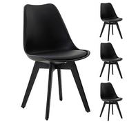 IDIMEX Lot de 4 chaises de Salle à Manger Rouen, chaises de Cuisine en Plastique Noir avec Coussin d'assise