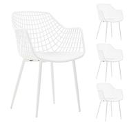IDIMEX Lot de 4 chaises Lucia pour Salle à Manger ou Cuisine au Design Retro, en Plastique Blanc et 4 Pieds en métal laqué Blanc