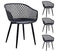 IDIMEX Lot de 4 chaises Madeira Style scandinave pour Salle à Manger ou Cuisine au Design Retro avec accoudoirs, Coque en Plastique Noir et 4 Pieds en métal Noir
