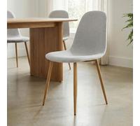 IDIMEX Lot de 4 chaises Punta de Salle à Manger, Assise en Tissu Gris Clair, Design Scandinave pour Table à Manger, Confortable et Stable