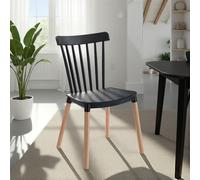 IDIMEX Lot de 4 chaises RAVI de Salle à Manger Design, Noir, Design scandinave avec Assise Confortable, Pieds en hêtre Massif, Idéale pour Table à Manger, Structure Solide jusqu'à 120 kg