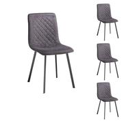 IDIMEX Lot de 4 chaises Treviso avec revêtement en Tissu et Structure en métal Noir, Chaise de Salle à Manger Coloris Gris
