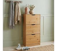 IDIMEX Meuble à Chaussures Basil Armoire avec 3 abattants Rangement pour 18 Paires, en pin Massif lasuré Brun, Style Maison de Campagne
