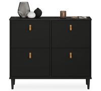 IDIMEX MIKKA Armoire à Chaussures avec 4 Rabats - Noir - Étagère à Chaussures étroite