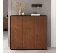 IDIMEX Meuble à Chaussures Miran en Bois Couleur Noir et Châtaignier, 3 Portes, Armoire à Chaussures, Rangement pour 24 Paires, Design Épuré pour Entrée, Ouverture Push-to-Open, Placard Original.