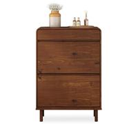 IDIMEX Meuble à Chaussures NAEL avec 2 Abattants et 1 Tiroir, en Bois Massif Coloris Châtaignier, pour 12 à 14 Paires, Rangement à Chaussures Entrée, Étagère