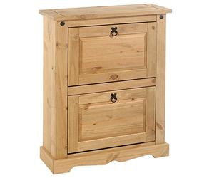 IDIMEX Meuble à Chaussures Tequila Style Mexicain Armoire à Chaussures avec 2 abattants, en pin Massif Finition teintée et cirée