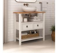 IDIMEX Meuble sous lavabo Tequila H 78 cm en Bois Massif avec 2 tiroirs et 2 étagères Style Mexicain, Meuble sous Vasque pour Salle de Bain avec Rangement