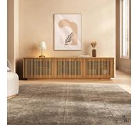 IDIMEX Meuble TV bas OLE 175 cm, bois massif, pour TV jusqu'à 70 pouces - Finition chêne