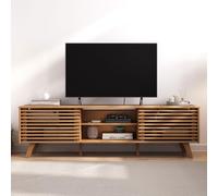 IDIMEX Meuble TV RIAN avec Portes coulissantes et étagères Ajustables 175 x 50 x 38 cm Bois Massif Coloris chêne, Meuble de Salon Moderne pour télévision jusqu'à 190 cm (75")