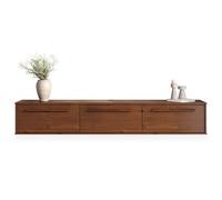 IDIMEX Meuble TV Suspendu TECCA L 180 cm en Bois Massif Coloris Châtaignier avec 3 Portes, Meuble Télé Mural Design Moderne à Accrocher au Mur