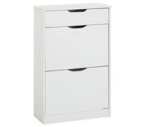 IDIMEX Meubles à Chaussures Basil Rangement Armoire avec 2 abattants et 1 tiroir, en pin Massif lasuré Blanc