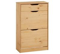 IDIMEX Meubles à Chaussures Basil Rangement Armoire avec 2 abattants et 1 tiroir, en pin Massif lasuré Brun