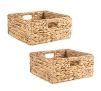 Lot de 2 paniers LANZI en jacinthe d'eau, boîtes de rangement en fibre naturelle, coloris naturel