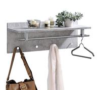 IDIMEX Porte-Manteaux Mural ULF penderie Murale avec 1 étagère de Rangement 1 Tringle et 4 patères Crochets en métal chromé, décor béton