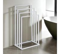 IDIMEX Porte-Serviettes sur Pied Senza en Métal Blanc avec 4 Niveaux d'Étendage sur Différentes Hauteurs, Sèche-Serviettes pour de Salle de Bain