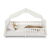 IDIMEX Rideau de lit LIAN en Mousseline 100% Coton 125 x 390 cm, pour Lits cabanes Enfants, Tissu léger et Doux, Blanc étoilé