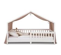 IDIMEX Rideau de lit LIAN en Mousseline 100% Coton 125 x 390 cm, pour Lits cabanes Enfants, Tissu léger et Doux, Coloris Taupe