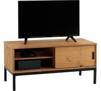 IDIMEX Selma, Armoire basse, Armoire TV design industriel avec 1 porte coulissante, 1 compartiment ouvert, Pin massif, teinté et ciré