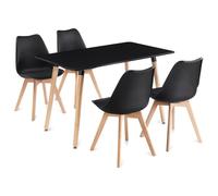 IDIMEX Shannon/Abby - Ensemble de salle à manger avec table et 4 chaises - Noir - Petite table à manger avec 4 chaises - Meuble de salle à manger de style scandinave - Idéal pour les salles à manger