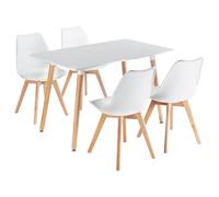 IDIMEX Shannon/Abby - Ensemble de salle à manger avec table et 4 chaises - Petite table et 4 chaises - Style scandinave - Idéal pour les salles à manger compactes et les cuisines - Blanc