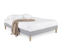 IDIMEX Sommier tapissier Brest 160 x 200 cm Structure en Bois et revêtement en Tissu Gris, Cadre de lit avec Pieds et sommier à Lattes déhoussable pour 1 Personne