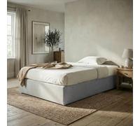 IDIMEX Sommier tapissier Maya 90 x 190 cm Structure en Bois et revêtement en Tissu Gris, Cadre de lit avec Pieds et sommier à Lattes pour 1 Personne