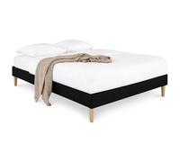 Sommier tapissier VANNES 120 x 190 cm structure en bois et revêtement en tissu noir, cadre de lit avec pieds et sommier Noir