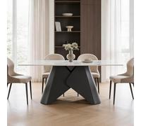 IDIMEX Table à manger Lazio, 180 x 90 cm, noir/blanc, design en céramique, aspect marbre, robuste et facile d'entretien, peut accueillir 6 à 8 personnes