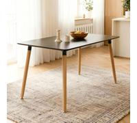 IDIMEX Table à Manger Shannon, Rectangulaire, L 120 cm, 4 Personnes, Noir, Table Salle à Manger au Style Scandinave avec Plateau Laqué et Pieds en Hêtre, Idéale pour Cuisine ou Salle à Manger Moderne