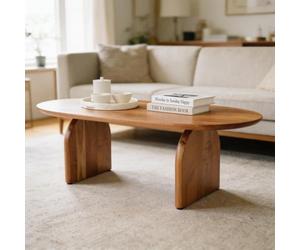 IDIMEX Table basse Tamil en bois d'acacia massif - 120 x 60 cm - Naturel - Table d'appoint avec grain caractéristique, table de salon au design moderne, table basse pour une atmosphère naturelle.