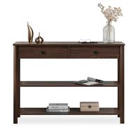 IDIMEX Table Console d'entrée APOANA L 110 cm en Bois Massif Coloris Noyer avec 2 tiroirs et 2 tablettes, Design Naturel, Table pour Salon