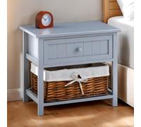 IDIMEX Table de Chevet AKURE en Bois avec 1 Tiroir et 1 Panier de Rangement, Style Campagne, Idéale pour Ranger Vos Petites Affaires, Table de Nuit, 50 x 46 x 31 cm, Gris