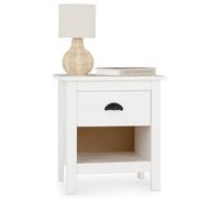 IDIMEX Table de Chevet Blanche Tilly H 50 cm en Bois Massif avec 1 tiroir et 1 étagère Table de Nuit Meuble de Rangement pour Chambre Style Moderne