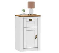 IDIMEX Table de Chevet Bolton Table de Nuit avec 1 tiroir et 1 Porte, Style Classique, en pin Massif lasuré Blanc et Brun