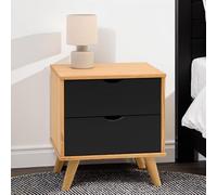 IDIMEX Table de chevet Colima – Bois massif noir – 2 tiroirs – sur pieds