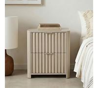 IDIMEX Table de chevet Ella avec 2 tiroirs, gris clair/cachemire, table de chevet avec façade à lamelles, table d'appoint en MDF, petite commode au design moderne avec aspect rainuré