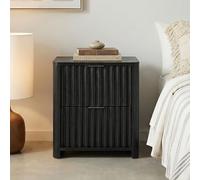 IDIMEX Table de chevet Ella avec 2 tiroirs, noire - Table de chevet avec façade à lamelles, table d'appoint en MDF, petite commode au design moderne avec aspect rainuré