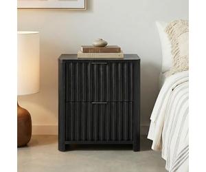 IDIMEX Table de chevet Ella avec 2 tiroirs, noire - Table de chevet avec façade à lamelles, table d'appoint en MDF, petite commode au design moderne avec aspect rainuré