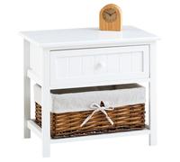IDIMEX Table de Chevet en Bois avec 1 Tiroir et 1 Panier de Rangement, Style Campagne, Idéale pour Ranger Vos Petites Affaires, Table de Nuit, 50 x 46 x 31 cm, Blanc